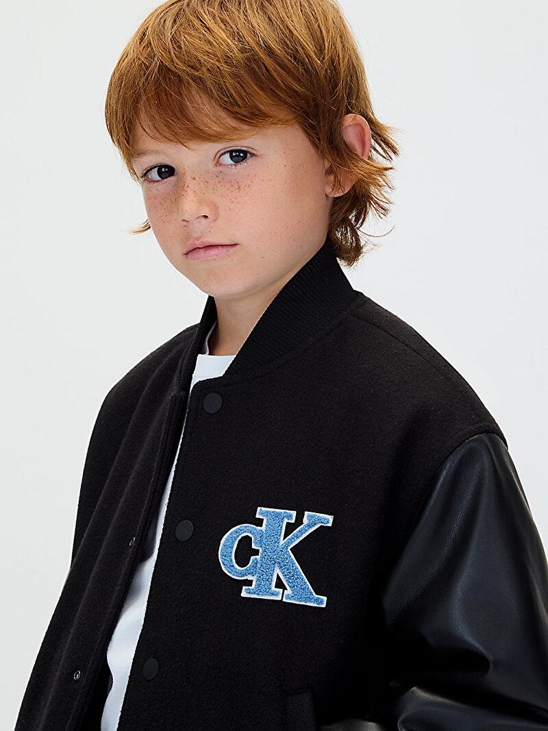 Calvin Klein Siyah Renkli Erkek Çocuk Varsity Bomber Ceket