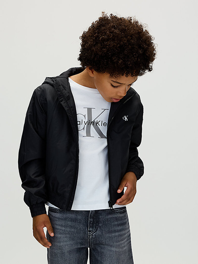 Calvin Klein Siyah Renkli Erkek Çocuk Padded Hooded Harrin Ceket