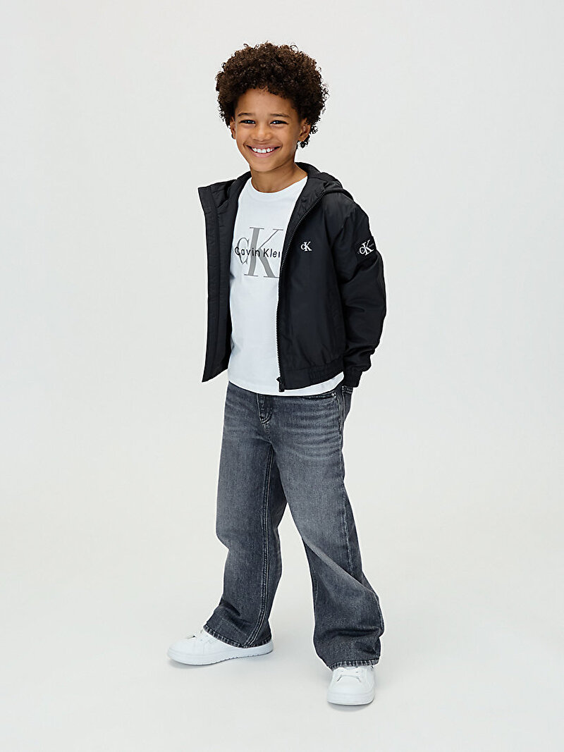 Calvin Klein Siyah Renkli Erkek Çocuk Padded Hooded Harrin Ceket