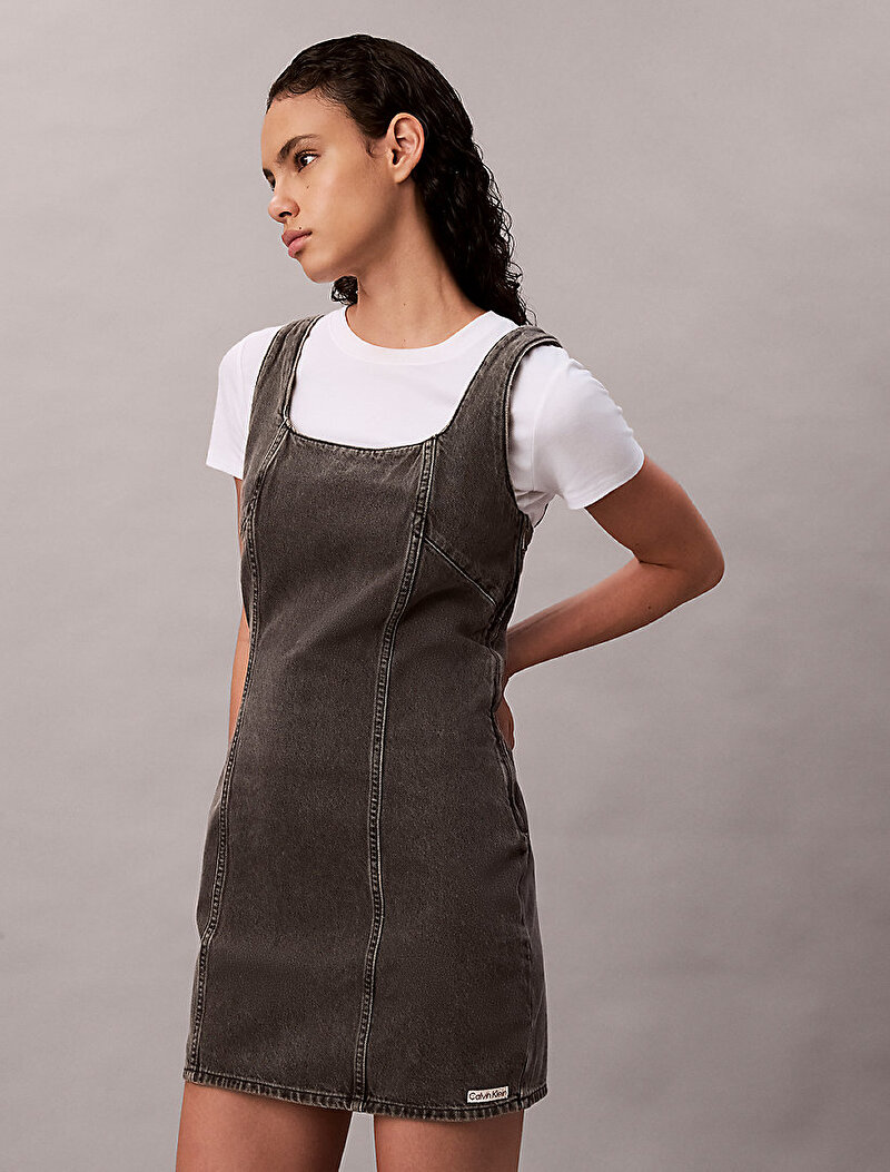 Calvin Klein Gri Renkli Kadın Scoop Neck Elbise