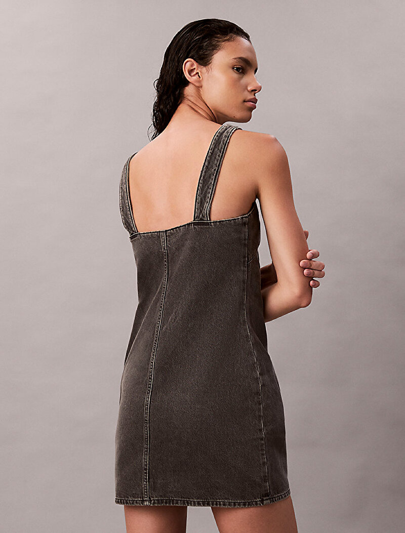 Calvin Klein Gri Renkli Kadın Scoop Neck Elbise