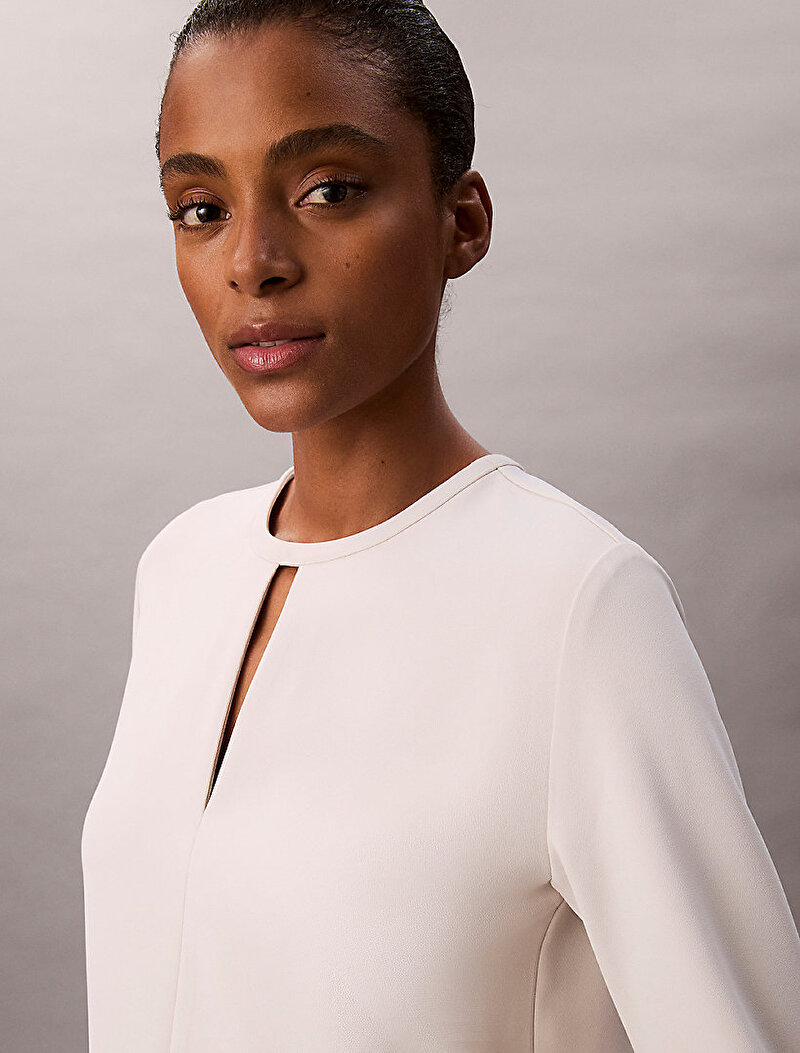 Calvin Klein Beyaz Renkli Kadın Crepe Tailored Elbise