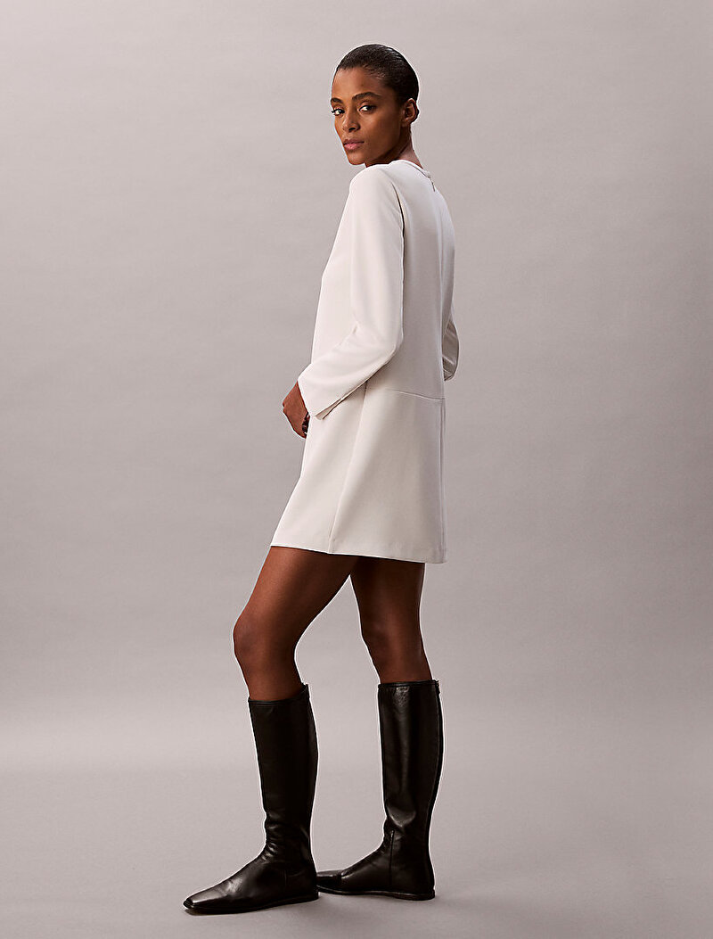 Calvin Klein Beyaz Renkli Kadın Crepe Tailored Elbise