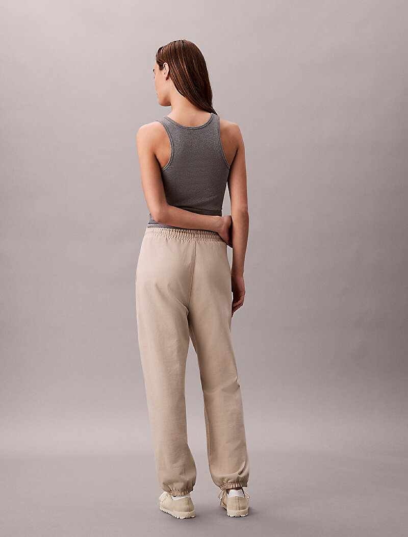 Calvin Klein Bej Renkli Kadın Premium Terry Emblem Eşofman Altı