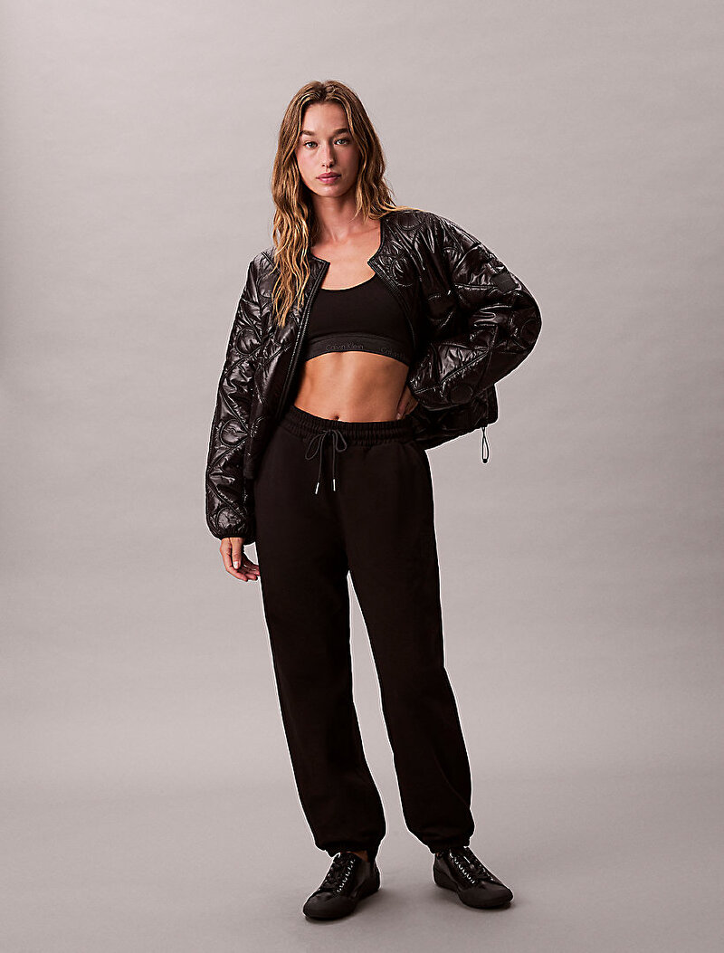 Calvin Klein Siyah Renkli Kadın Premium Terry Emblem Eşofman Altı