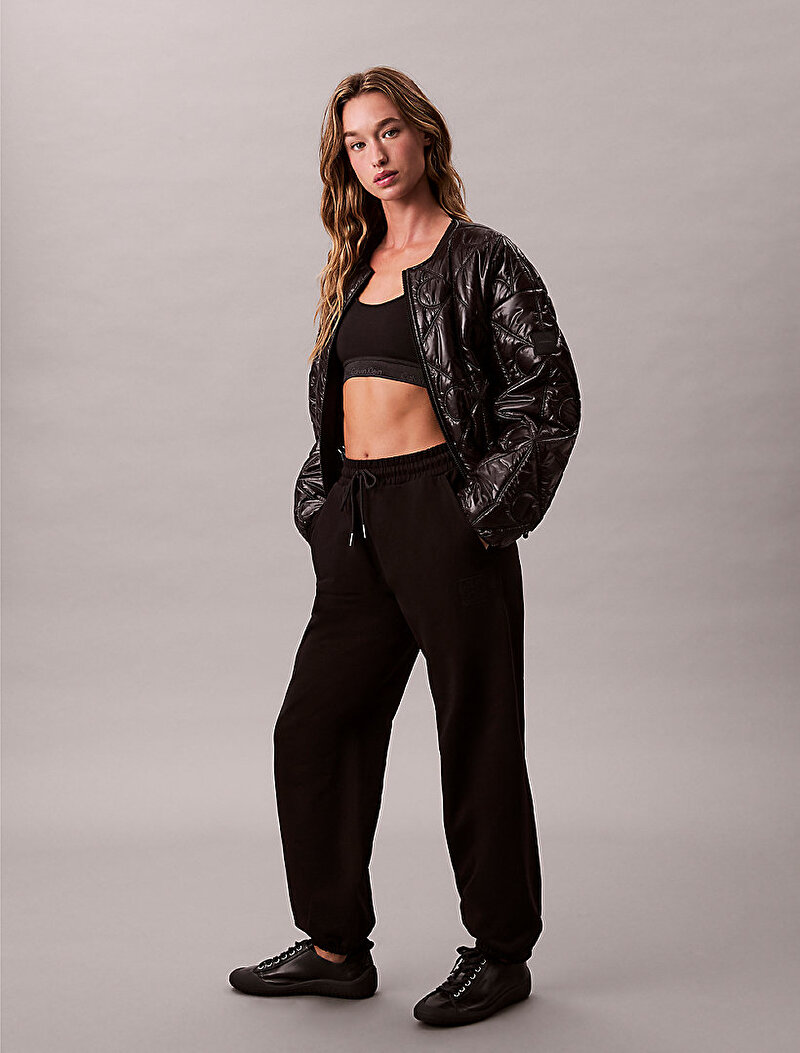 Calvin Klein Siyah Renkli Kadın Premium Terry Emblem Eşofman Altı