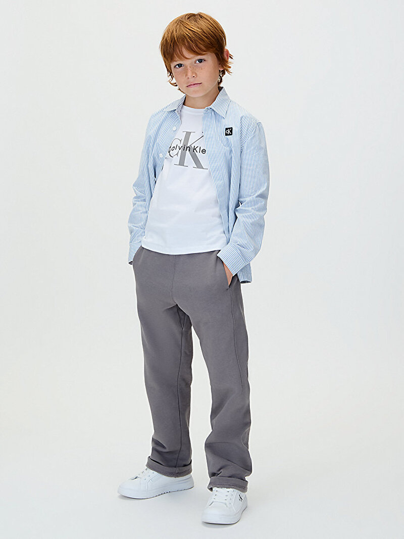 Calvin Klein Gri Renkli Erkek Çocuk Fleece Eşofman Altı