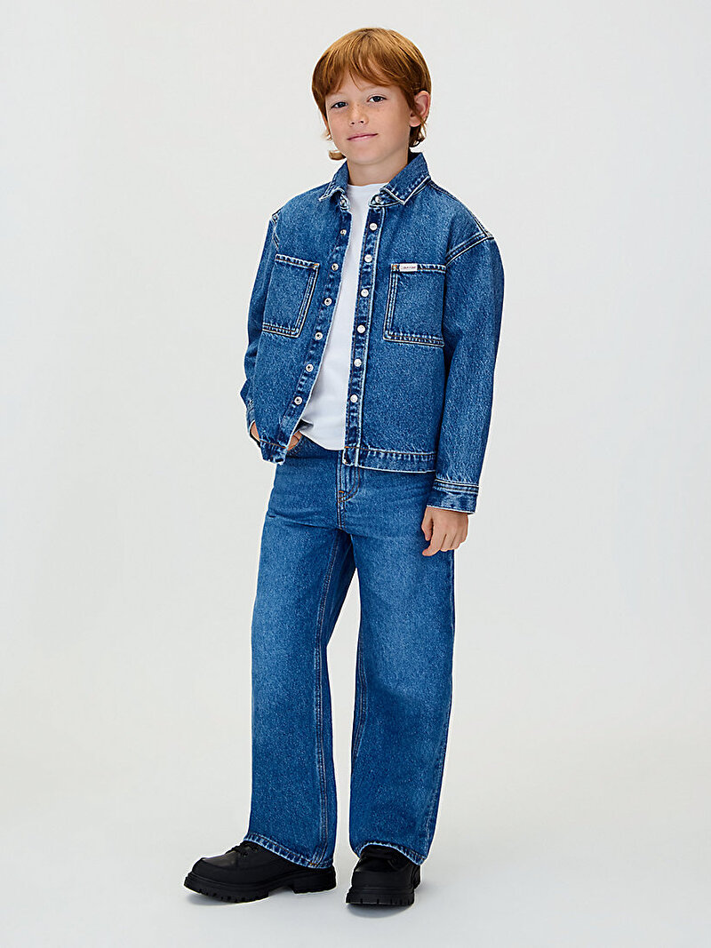 Calvin Klein Mavi Renkli Erkek Çocuk Denim Overshirt Gömlek