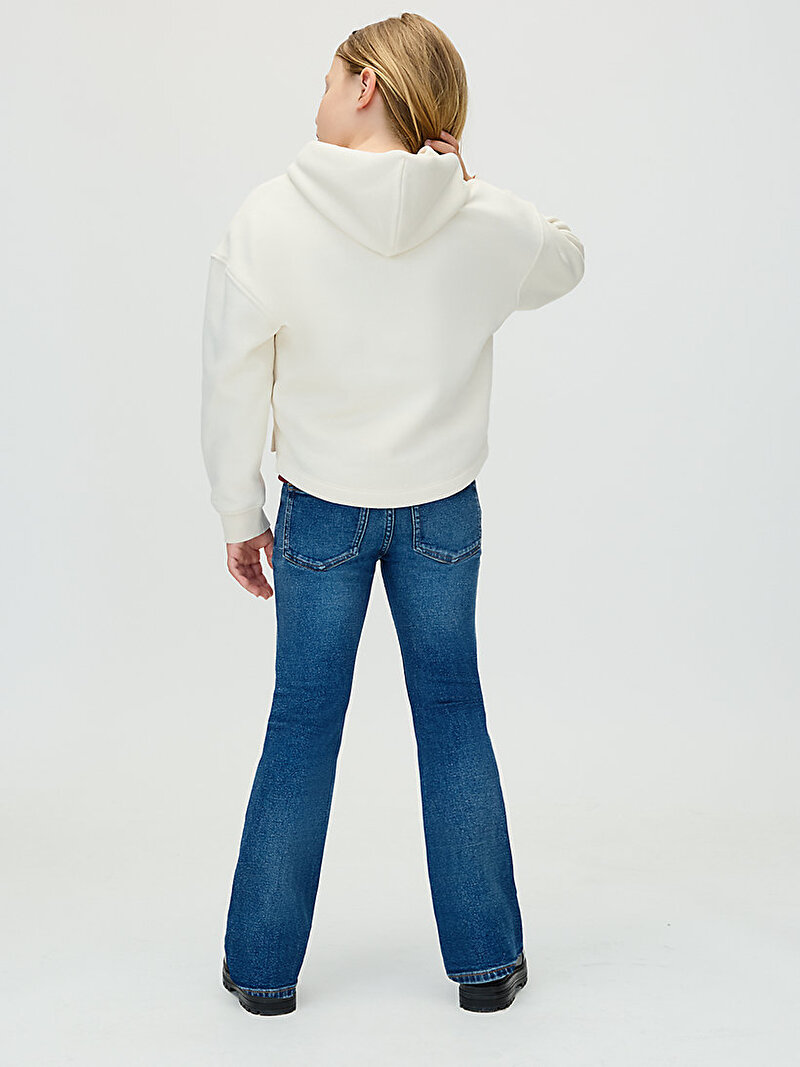 Calvin Klein Mavi Renkli Kız Çocuk Flare Dark Blue Jean Pantolon