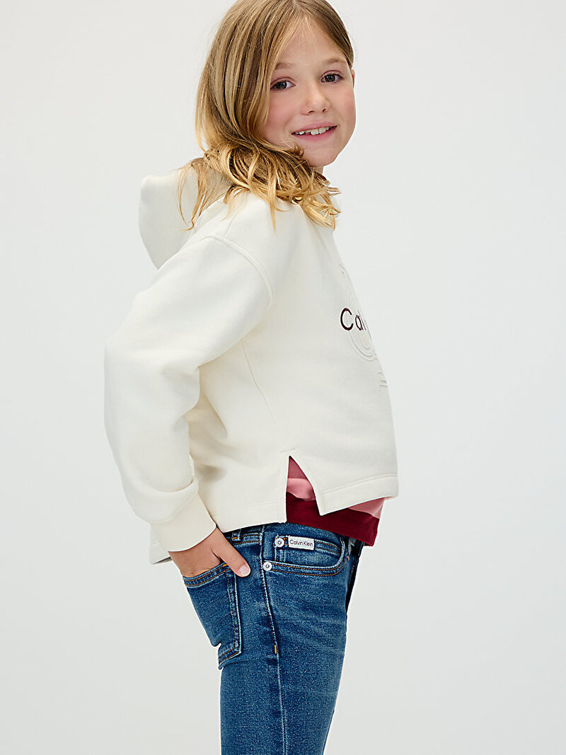 Calvin Klein Mavi Renkli Kız Çocuk Flare Dark Blue Jean Pantolon