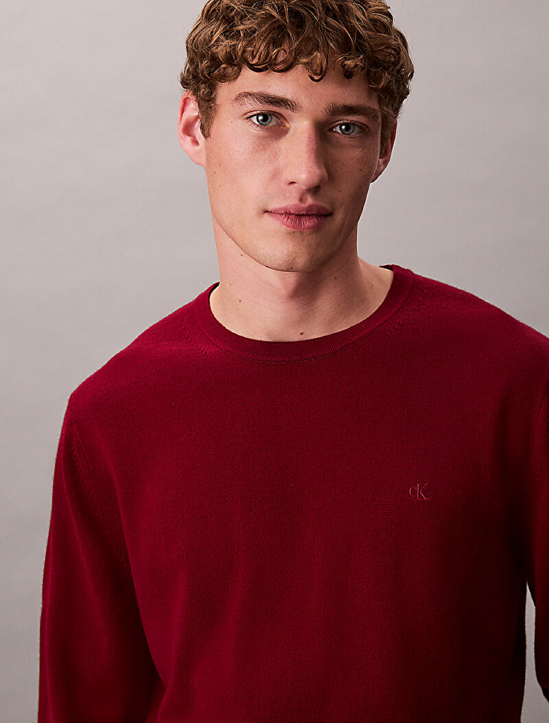 Calvin Klein Kırmızı Renkli Erkek Merino Kazak