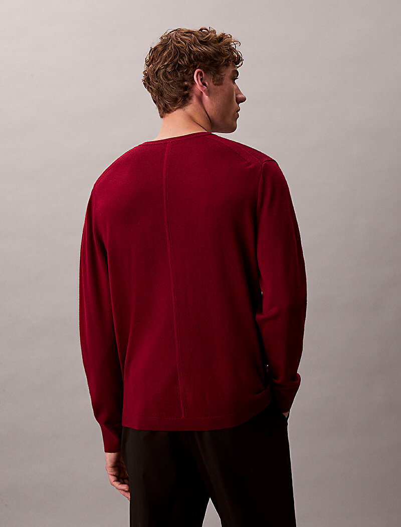 Calvin Klein Kırmızı Renkli Erkek Merino Kazak