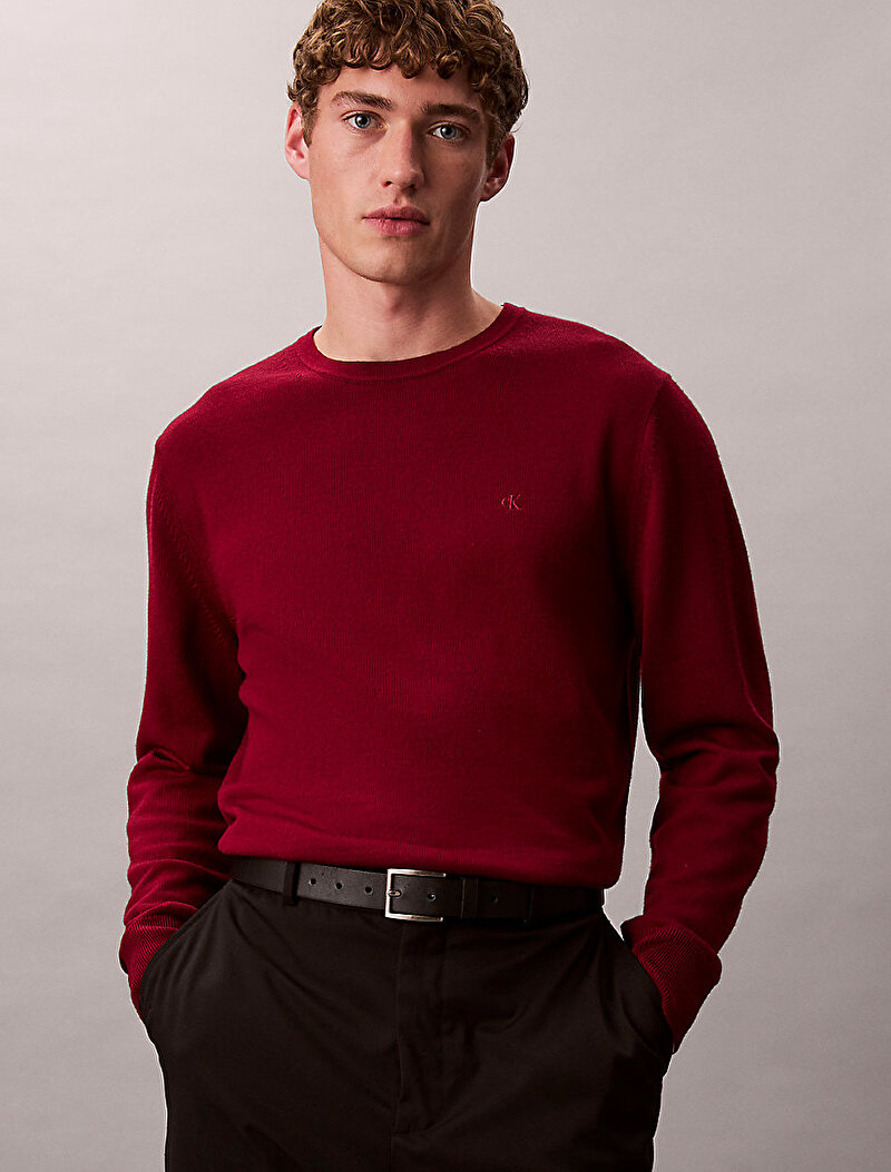 Calvin Klein Kırmızı Renkli Erkek Merino Kazak