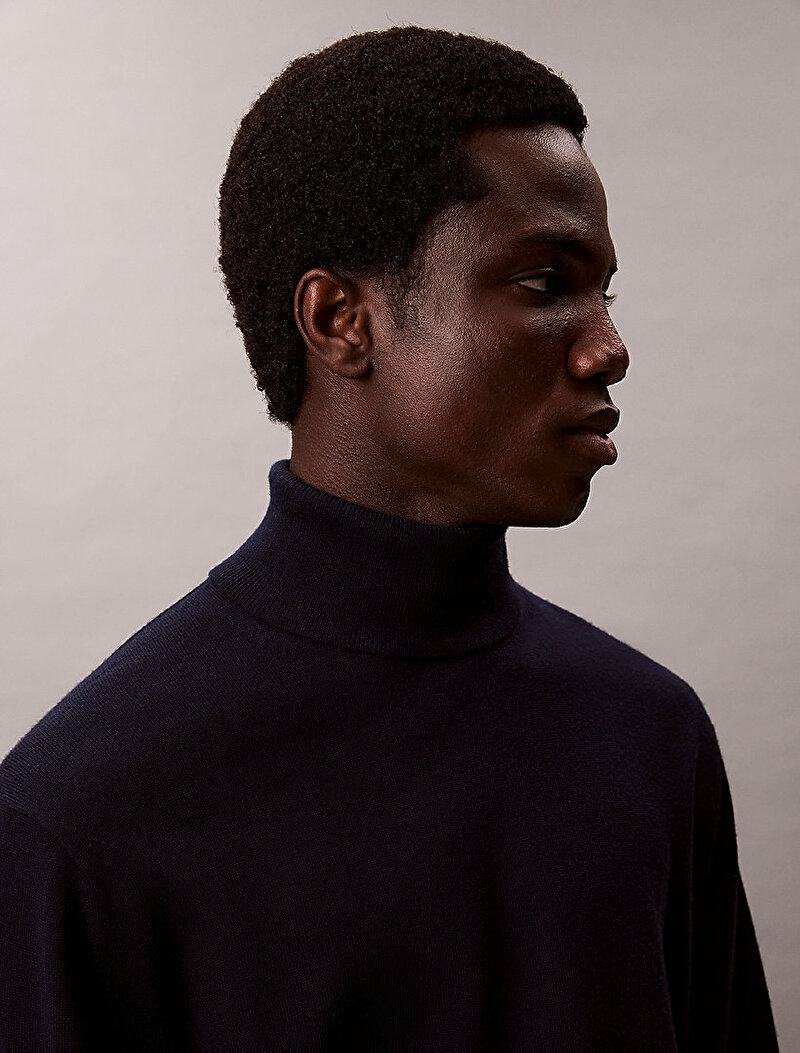 Calvin Klein Lacivert Renkli Erkek Merino Kazak