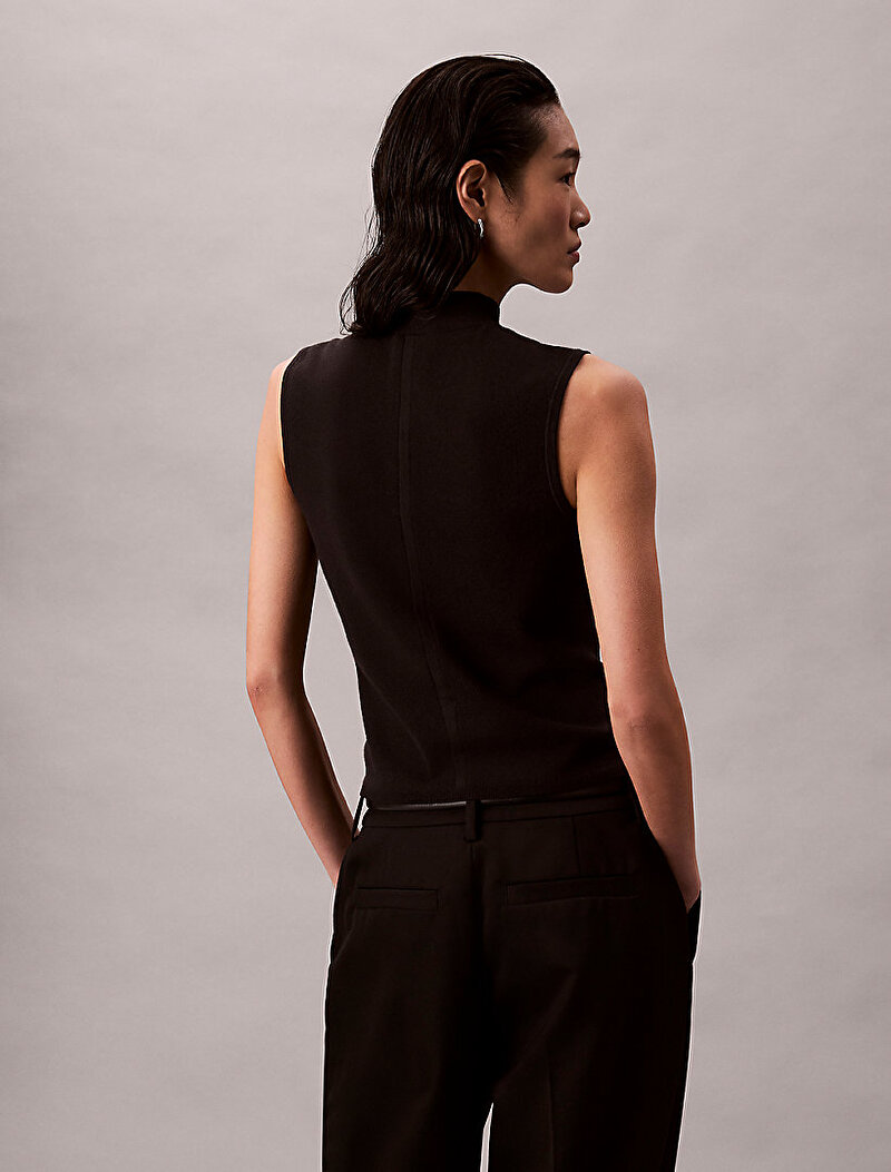 Calvin Klein Siyah Renkli Kadın Sleeveless Mockneck Kazak