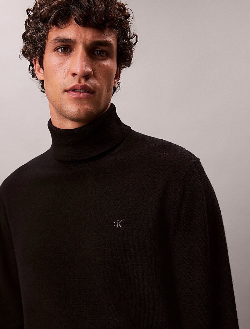 Calvin Klein Siyah Renkli Erkek Merino Kazak