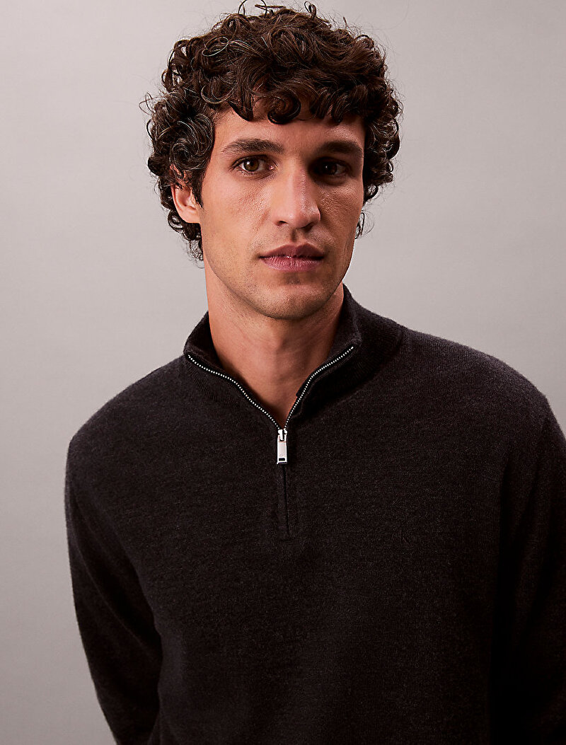 Calvin Klein Siyah Renkli Erkek Merino Kazak