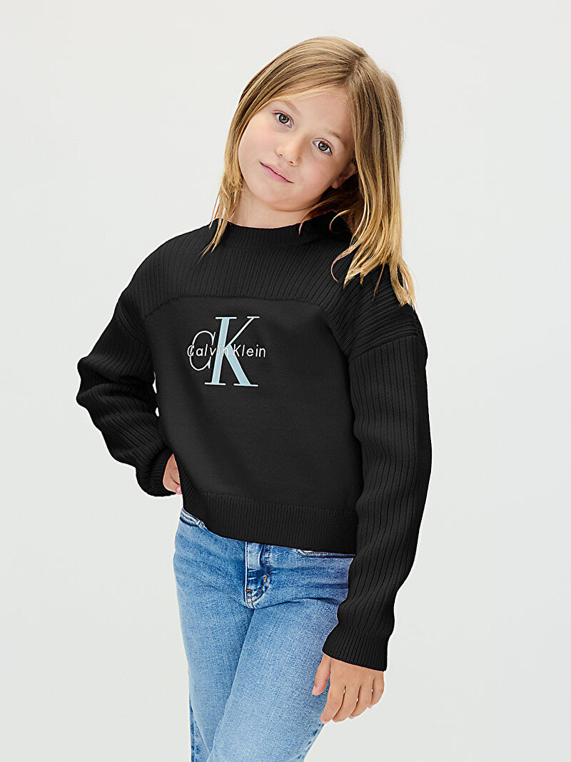 Calvin Klein Siyah Renkli Kız Çocuk Monologo Kazak