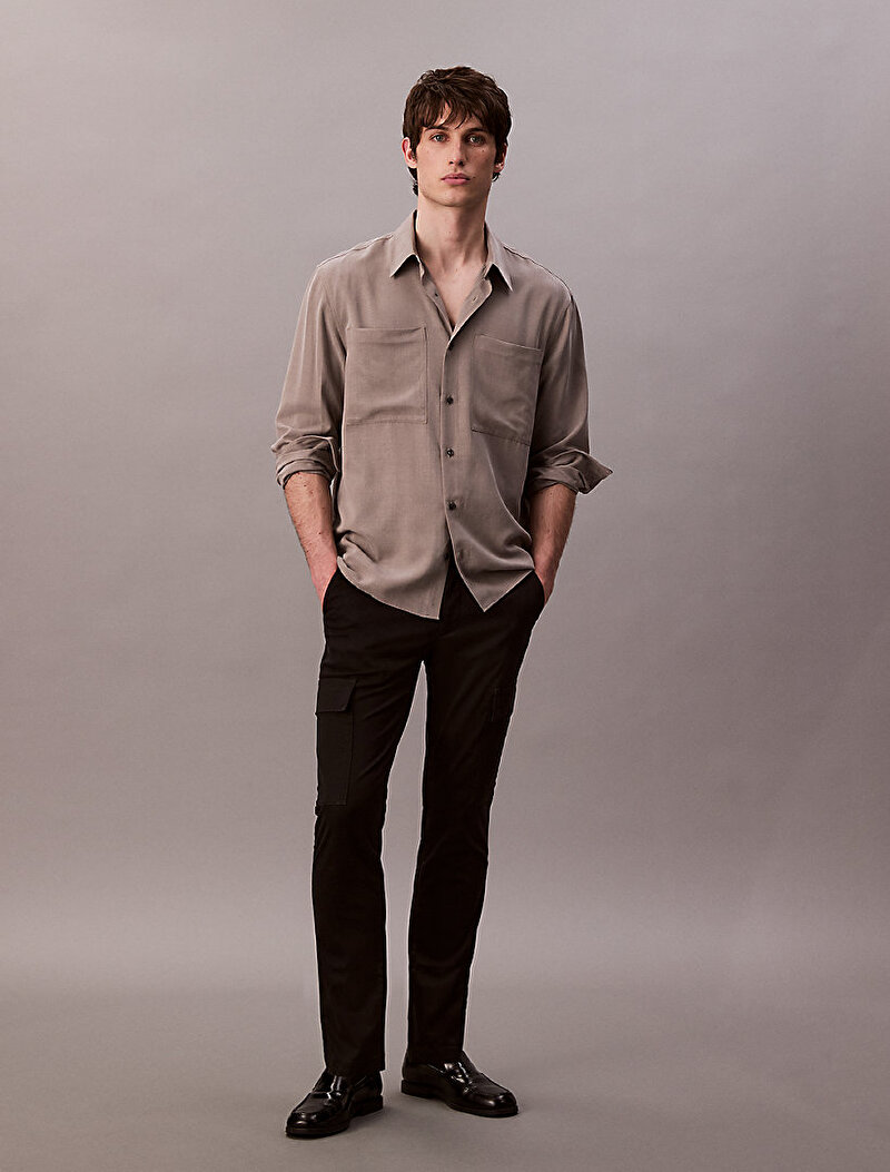 Erkek Slim Refined Cotton Pantolon
