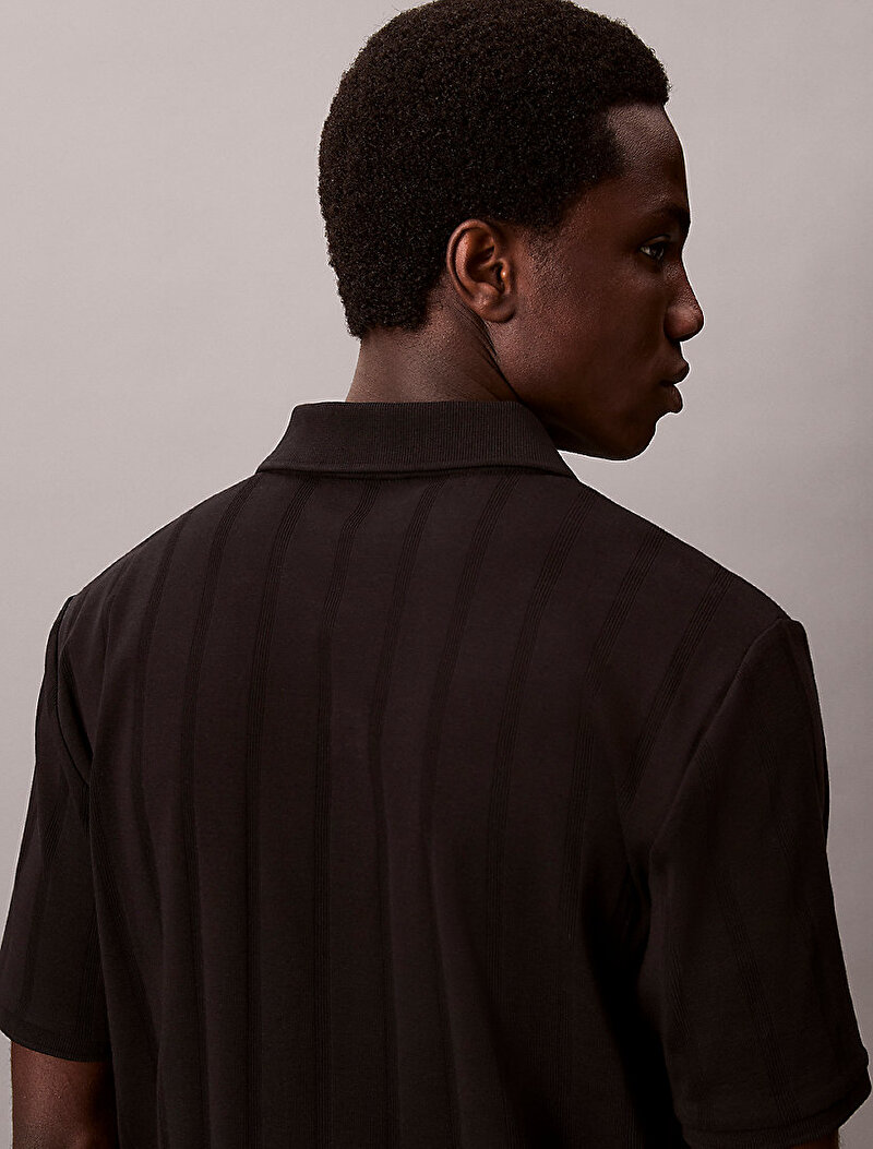 Calvin Klein Siyah Renkli Erkek Variagated Rib Polo T-shirt