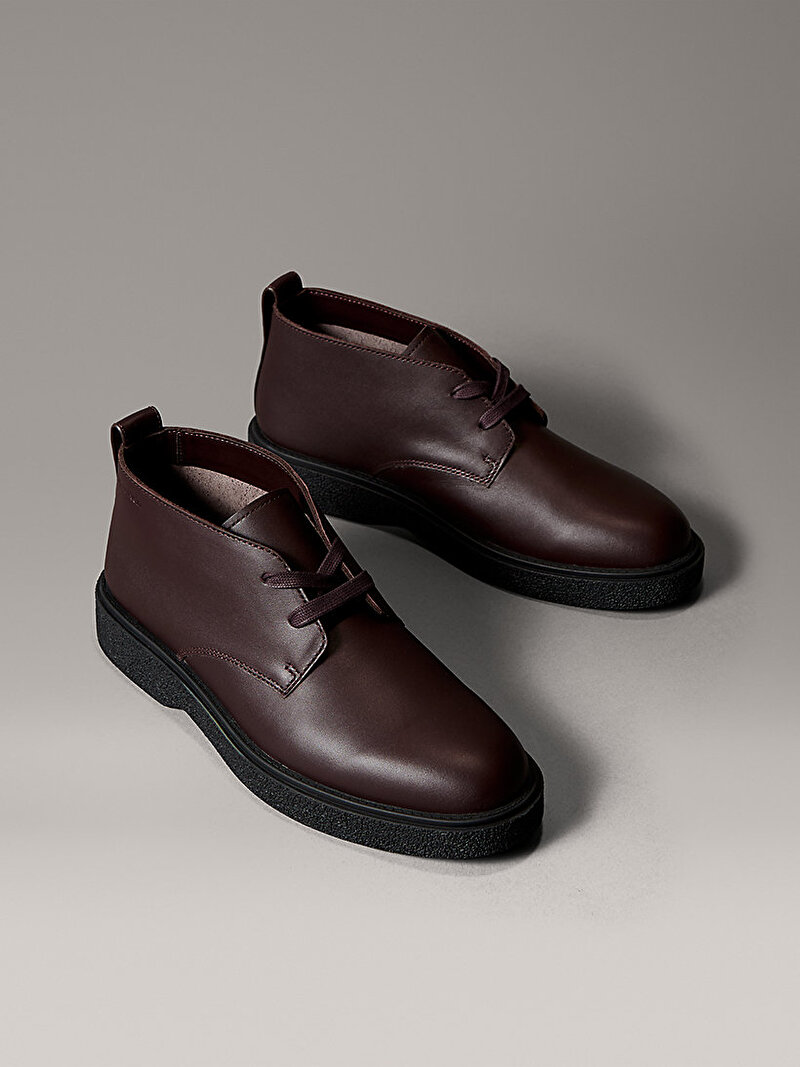 Calvin Klein Kahverengi Renkli Erkek Text Rubber Desert Bot