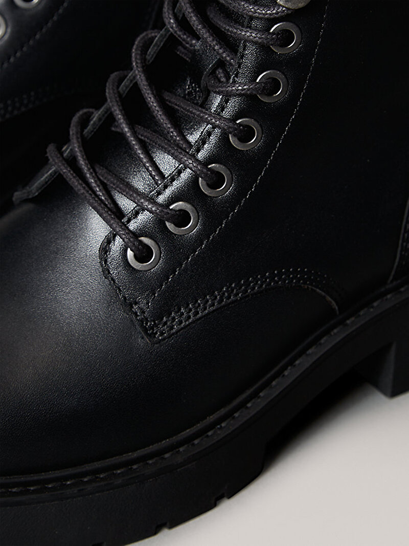 Calvin Klein Siyah Renkli Kadın Chunky Lace Up Zip Bot