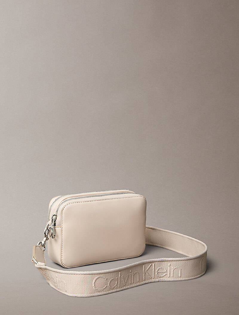 Calvin Klein Bej Renkli Kadın Webbing Double Strap Çapraz Çanta