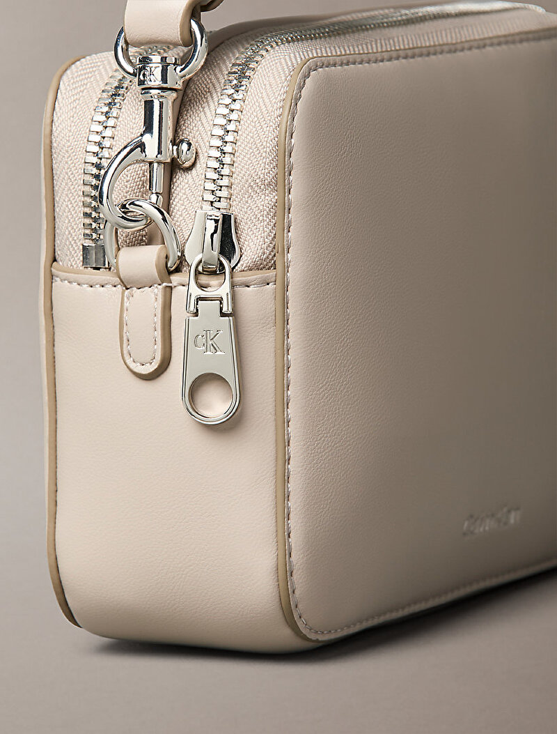 Calvin Klein Bej Renkli Kadın Webbing Double Strap Çapraz Çanta