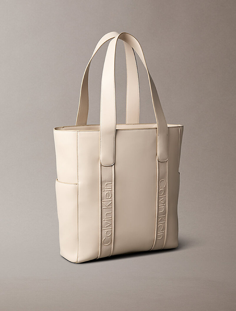 Calvin Klein Bej Renkli Kadın Webbing Strap Tote Çanta