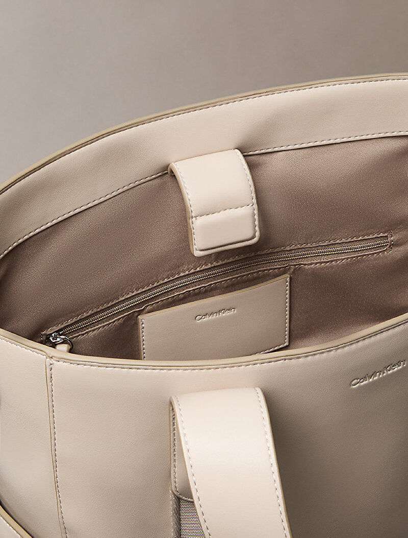 Calvin Klein Bej Renkli Kadın Webbing Strap Tote Çanta