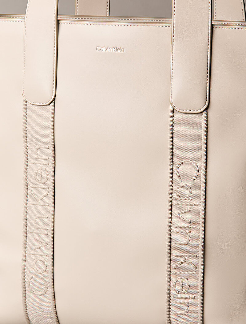 Calvin Klein Bej Renkli Kadın Webbing Strap Tote Çanta