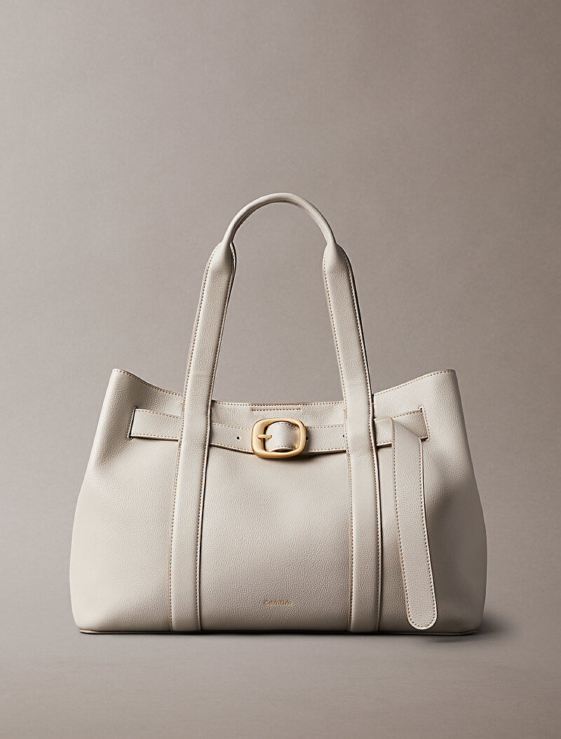 Calvin Klein Bej Renkli Kadın Buckle Medium Tote Çanta