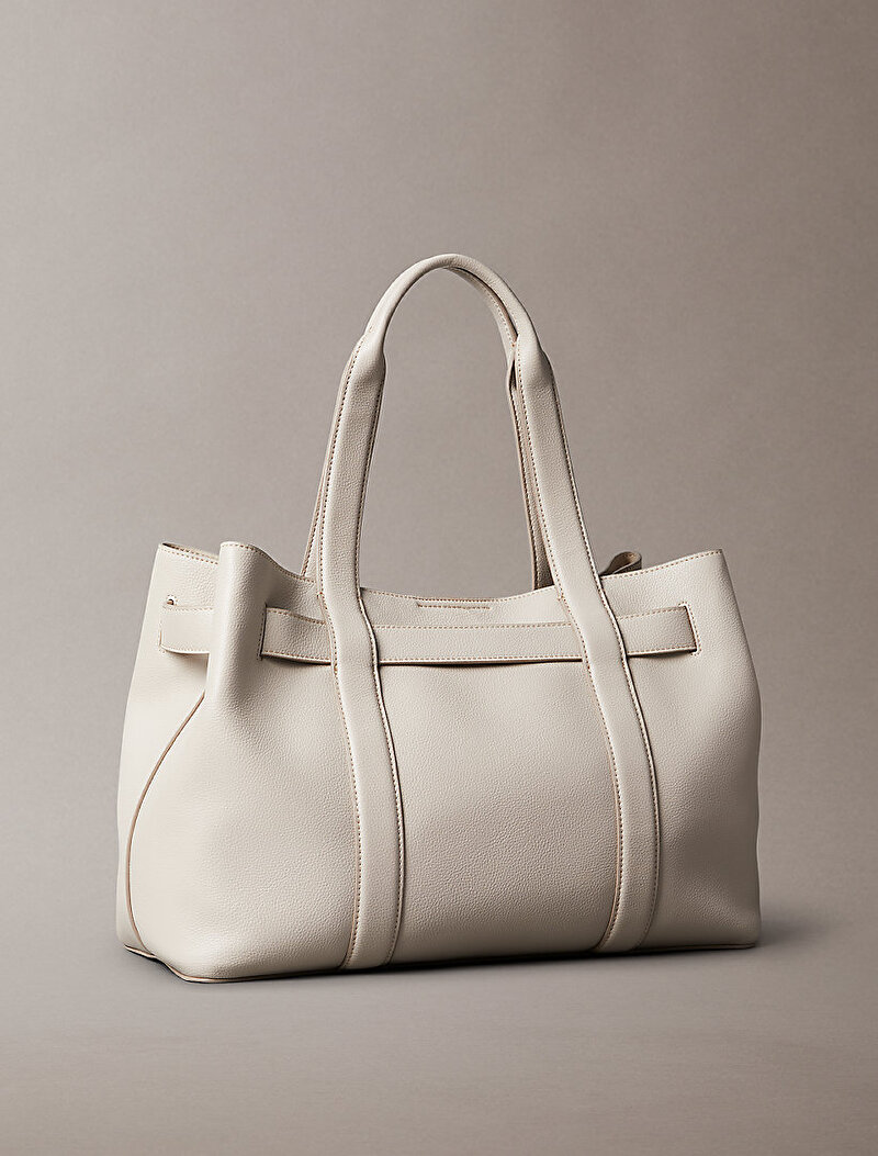 Calvin Klein Bej Renkli Kadın Buckle Medium Tote Çanta