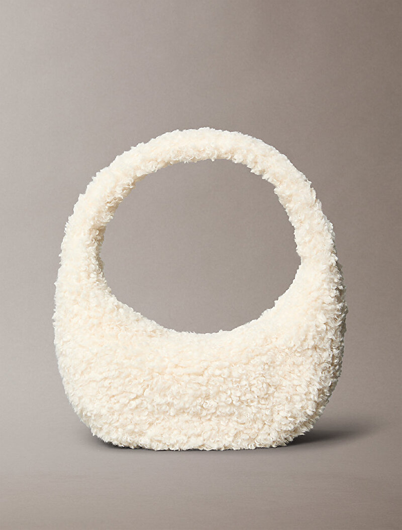 Calvin Klein Beyaz Renkli Kadın Sherpa Zip Puller Çapraz Çanta