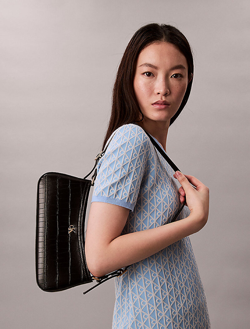Calvin Klein Siyah Renkli Kadın CK Croc Small Omuz Çantası