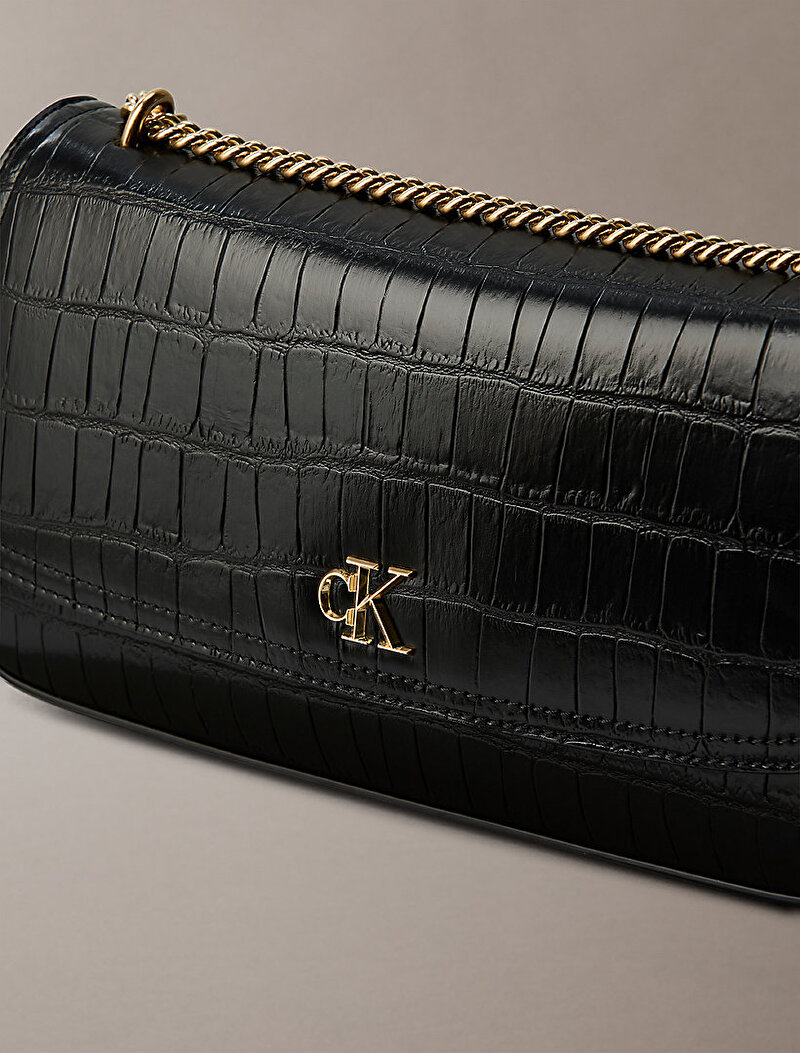 Calvin Klein Siyah Renkli Kadın CK Croc Chain Çapraz Çanta