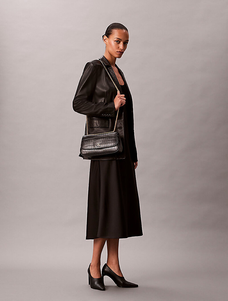 Calvin Klein Siyah Renkli Kadın CK Croc Chain Çapraz Çanta