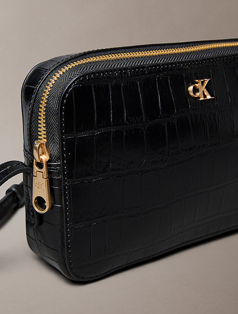 Calvin Klein Siyah Renkli Kadın CK Croc Camera Çanta