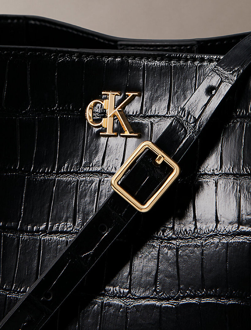 Calvin Klein Siyah Renkli Kadın CK Croc Bucket Çapraz Çanta