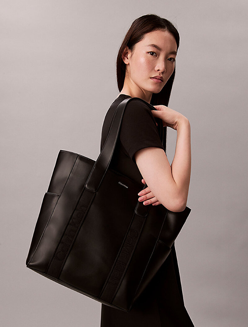 Calvin Klein Siyah Renkli Kadın Webbing Strap Tote Çanta