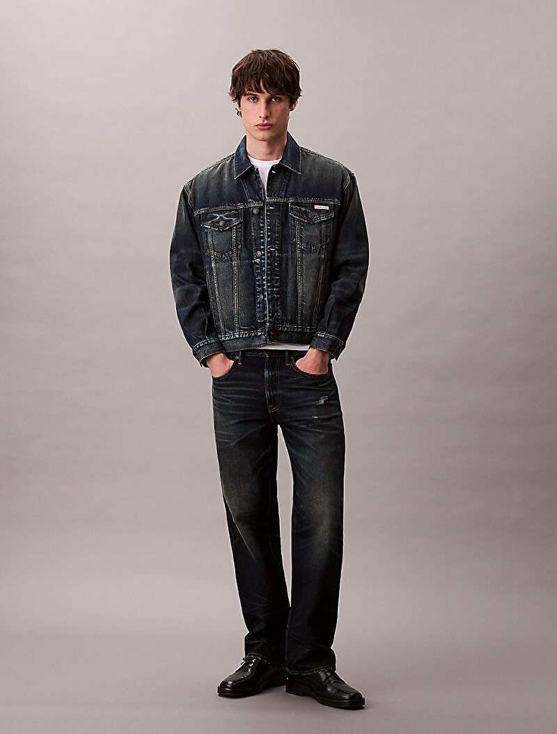 Calvin Klein Lacivert Renkli Erkek 90s Scarborogh Trucker Denim Ceket