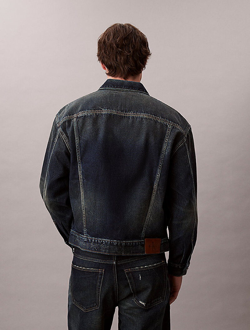 Calvin Klein Lacivert Renkli Erkek 90s Scarborogh Trucker Denim Ceket