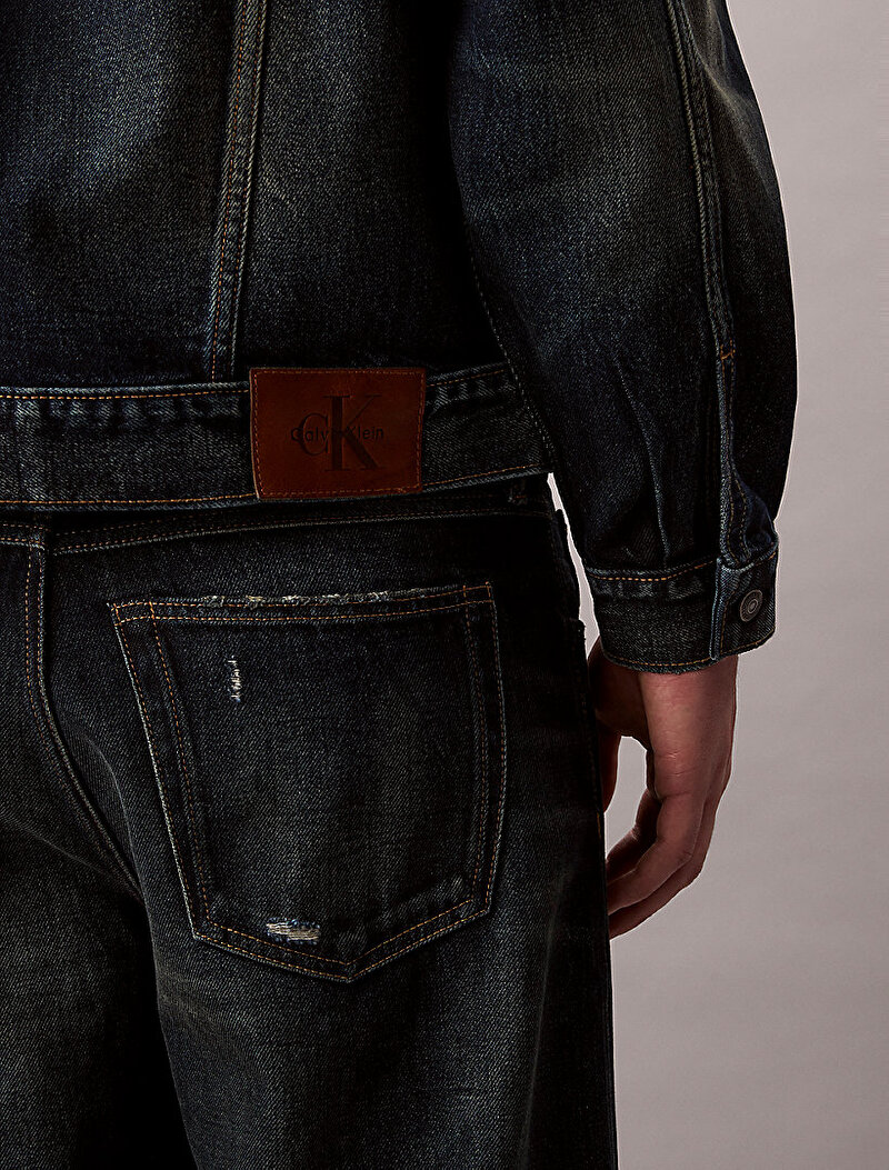 Calvin Klein Lacivert Renkli Erkek 90s Scarborogh Trucker Denim Ceket