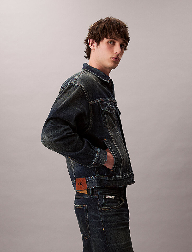 Calvin Klein Lacivert Renkli Erkek 90s Scarborogh Trucker Denim Ceket