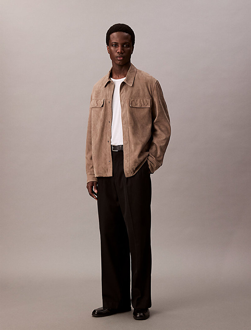 Calvin Klein Bej Renkli Erkek Süet Gömlek Ceket