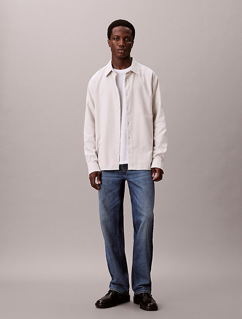 Calvin Klein Gri Renkli Erkek Melange Flannel Gömlek