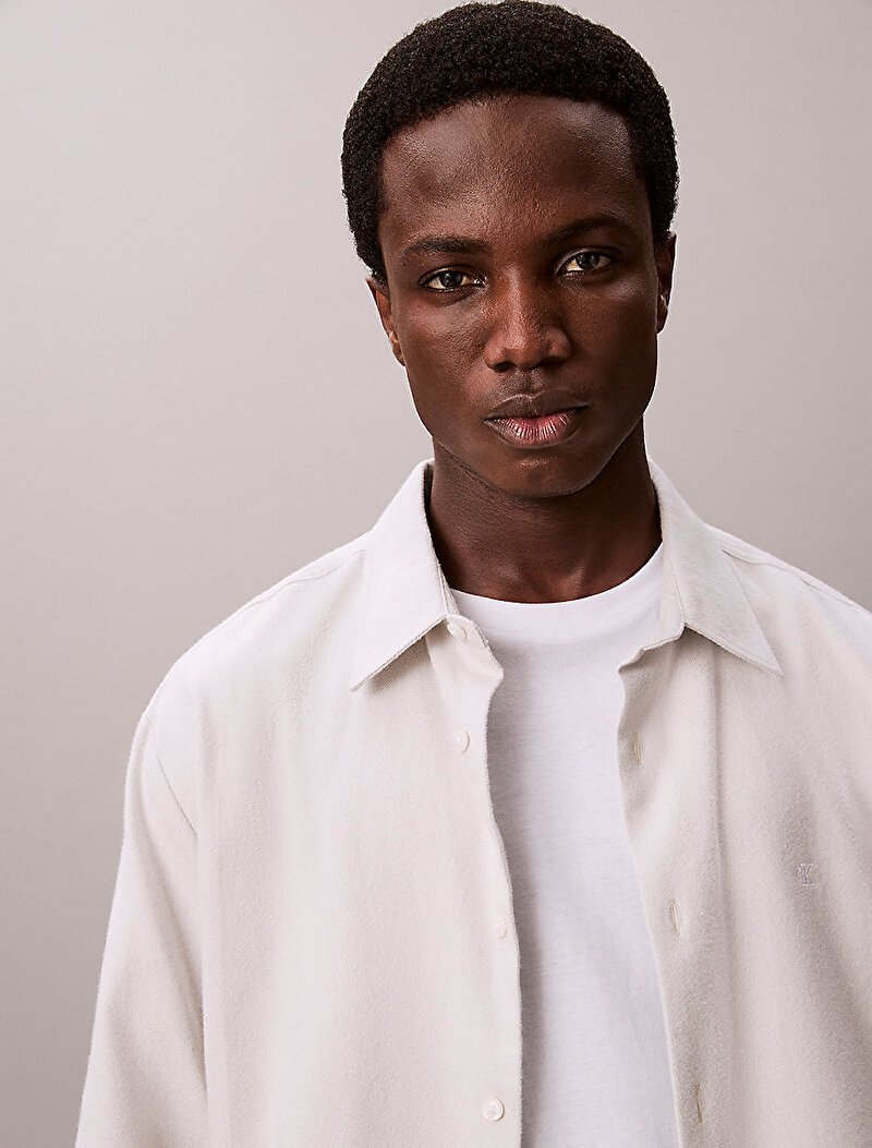 Calvin Klein Gri Renkli Erkek Melange Flannel Gömlek