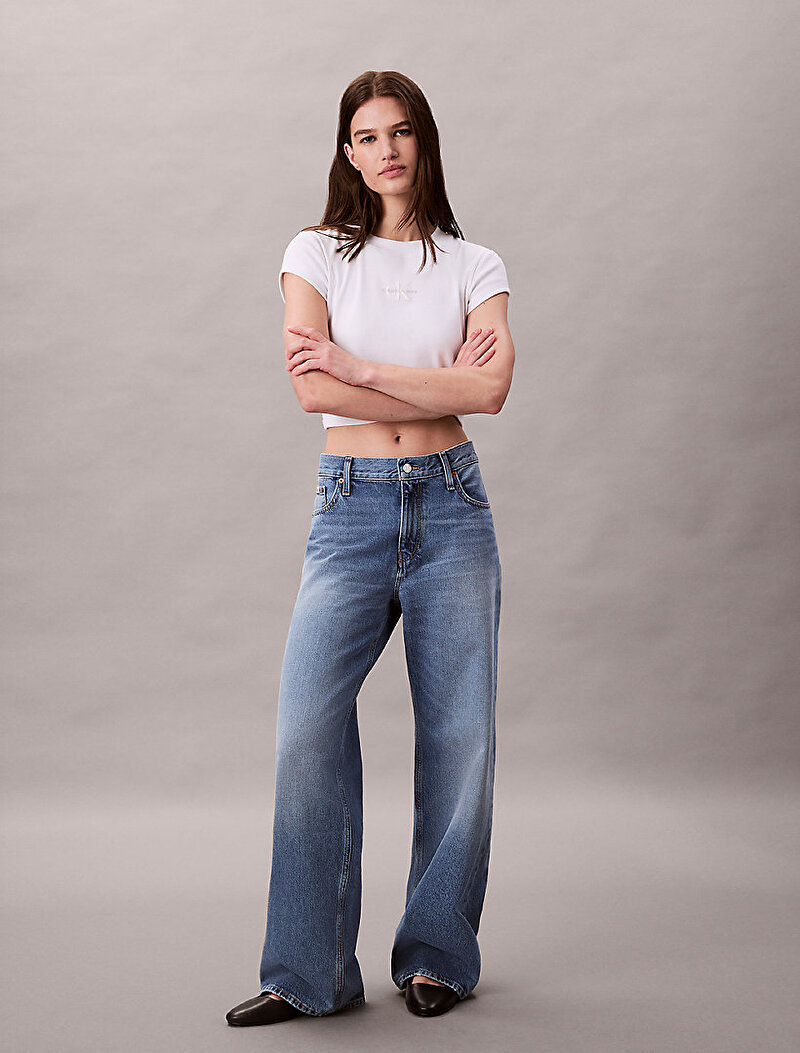 Calvin Klein Mavi Renkli Kadın Low Rise Baggy Jean Pantolon