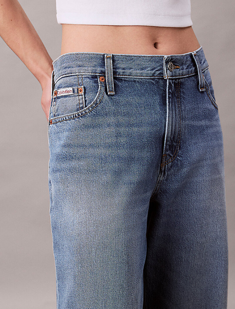Calvin Klein Mavi Renkli Kadın Low Rise Baggy Jean Pantolon