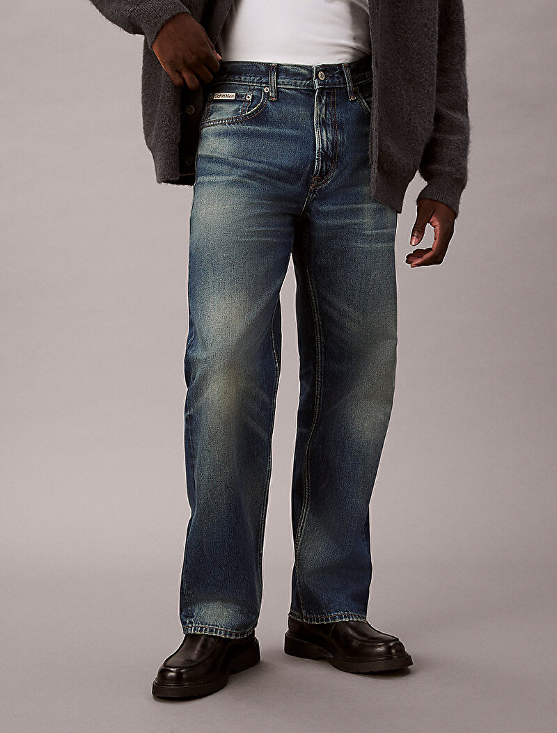 Calvin Klein Mavi Renkli Erkek 90s Straight Gold Jean Pantolon